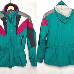 Marker LTD Vintage 90s Snow Ski Jacket Winter Teal Green Black Pink White 8